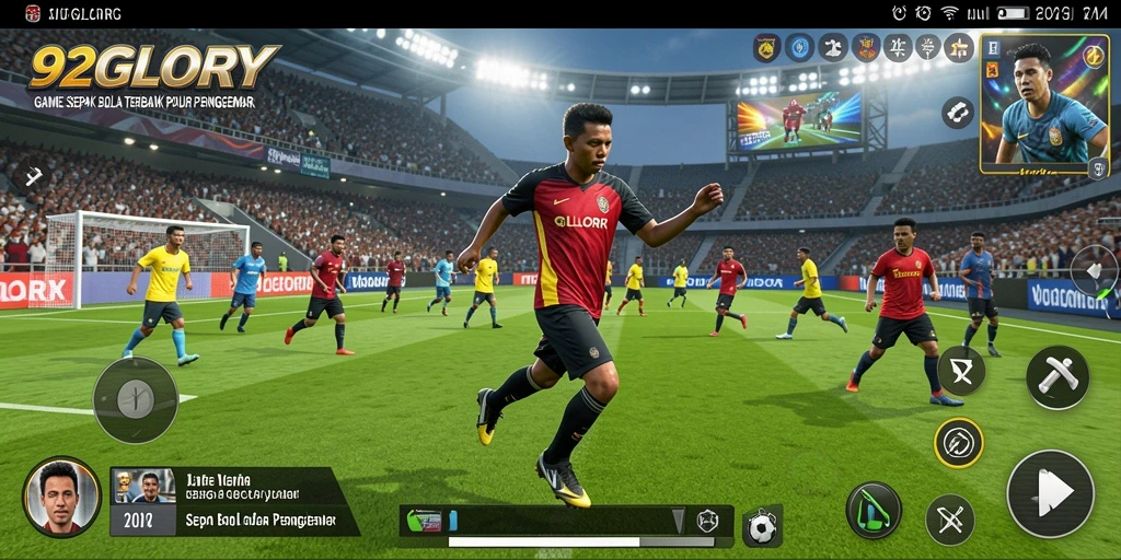 Tampilan menarik dari gameplay 92GLORY dengan aksi sepak bola yang seru.