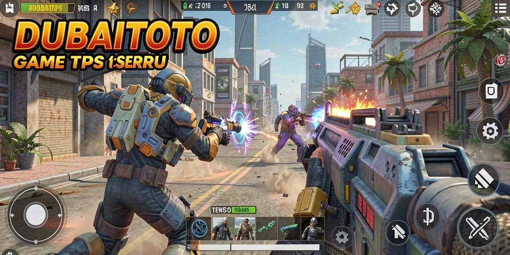 Screenshot DUBAITOTO menampilkan aksi tembak-menembak yang seru dalam gameplay TPS.