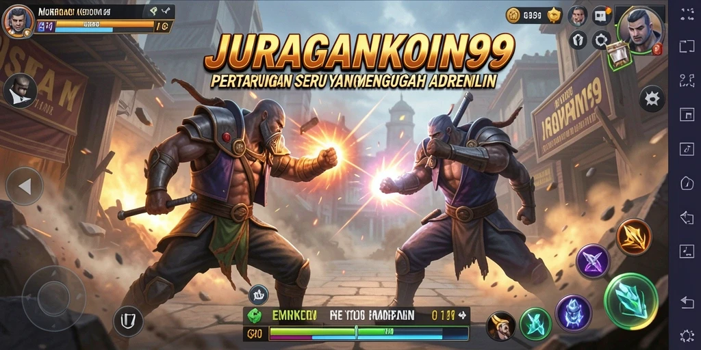 Tampilan pertarungan epik dalam JURAGANKOIN99 yang penuh aksi.
