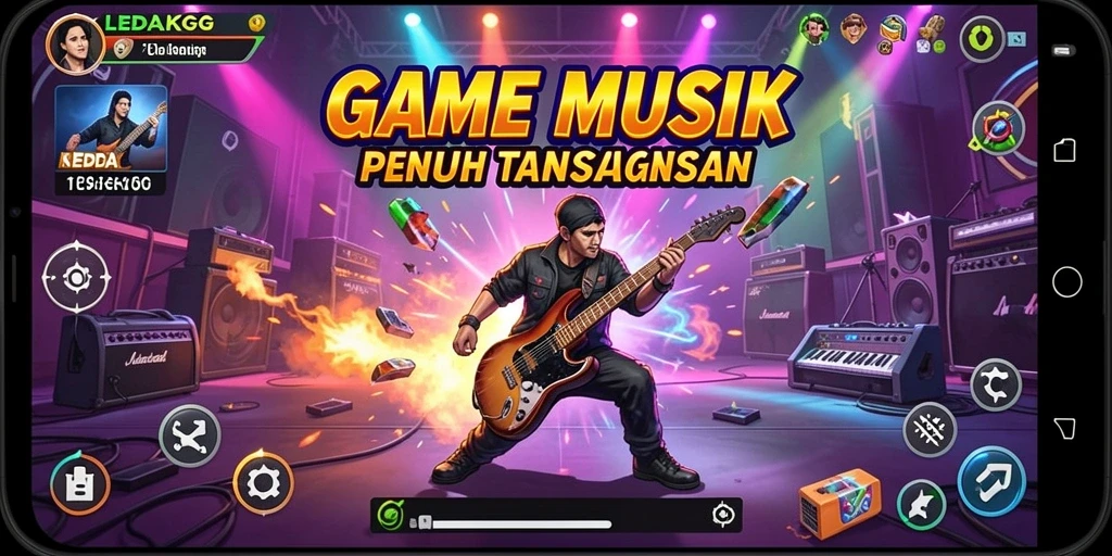 Tampilan gameplay LEDAKGG yang penuh warna dan menarik.