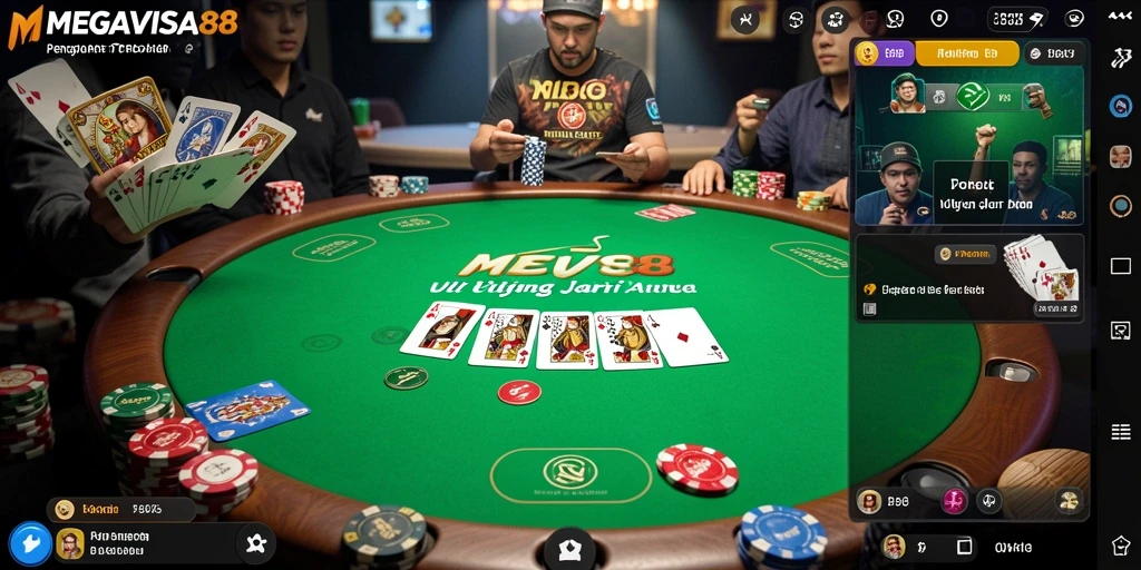 Tampilan gameplay Poker yang mendebarkan di MEGAVISA88.