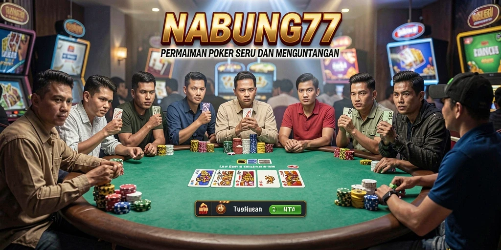 Gameplay menegangkan dalam aplikasi NABUNG77 dengan suasana poker yang nyata.
