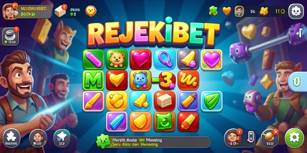 Gameplay seru REJEKIBET dengan tantangan Match-3 yang menarik.