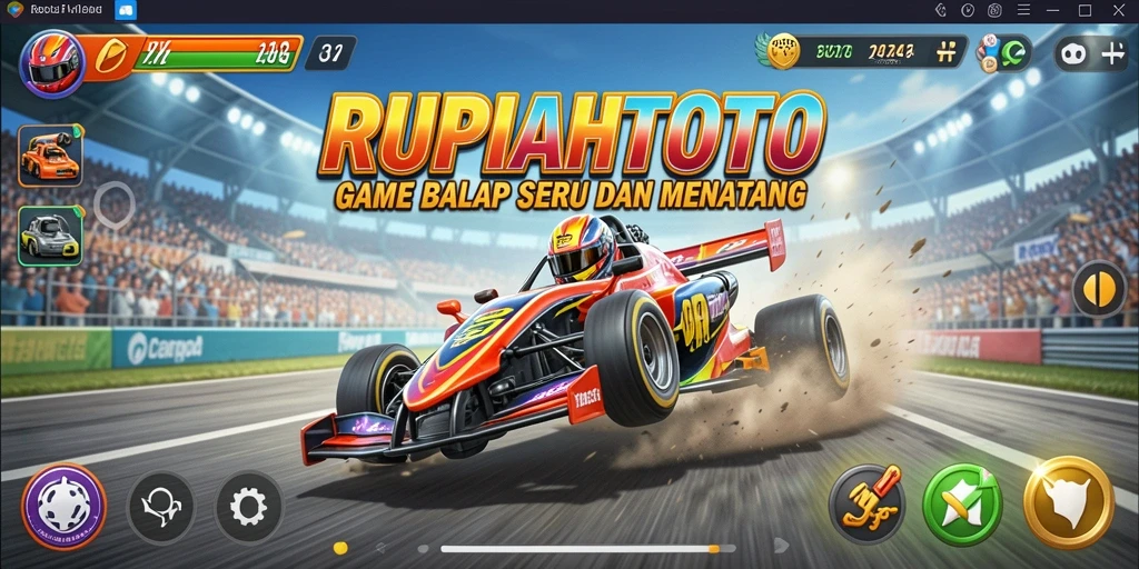 Gameplay mendebarkan dalam balapan RUPIAHTOTO dengan kendaraan pilihan.
